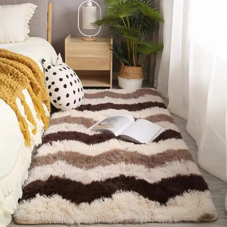 Waschbarer Langflor-Teppich mit Gummiunterseite für Wohnzimmer und Kinderzimmer – 50 × 80 bis 160 × 230 cm, rechteckig, rutschfest, 17 Farben