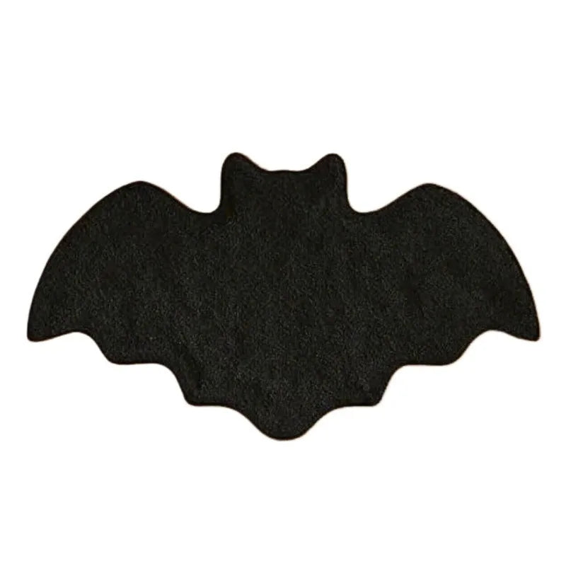 Halloween-Teppich mit Fledermaus- oder Spinnennetz-Motiv für Bad und Wohnzimmer – 40 × 60 oder 50 × 80 cm, Wildlederoptik, rutschfest, Schwarz