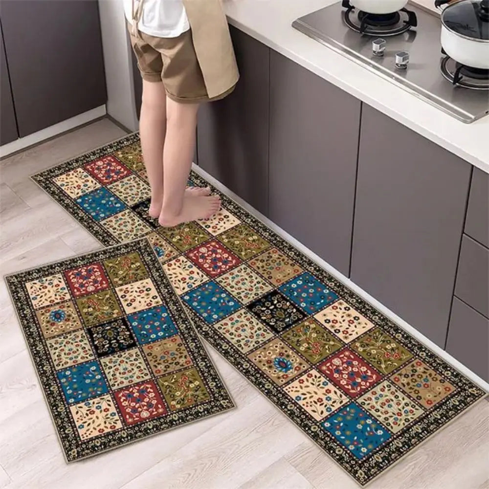 Küchenläufer aus Kristallsamt für Küche und Eingang – 40 × 60 bis 50 × 160 cm, saugfähig, ölbeständig, rutschfest, einzeln oder im 2er-Set, 8 Motive