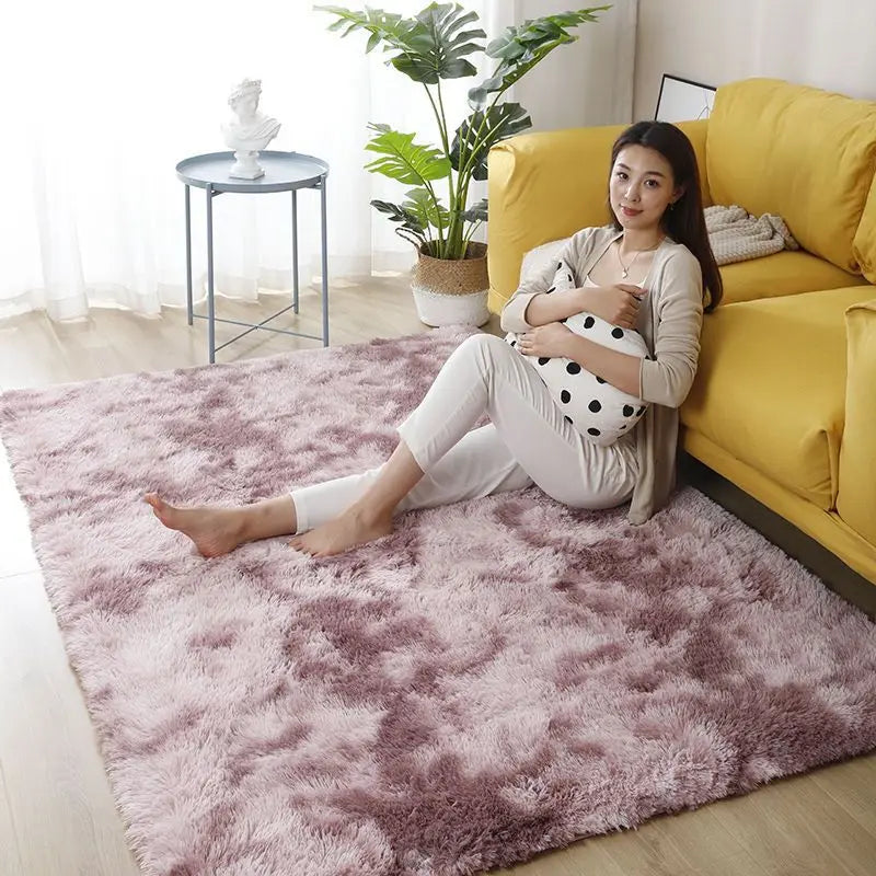 Flauschiger Plüschteppich in Uni- und Batikfarben für Wohnzimmer und Schlafzimmer – 40 × 60 bis 160 × 230 cm, 3,5 cm Flor, rechteckig, 12 Farben