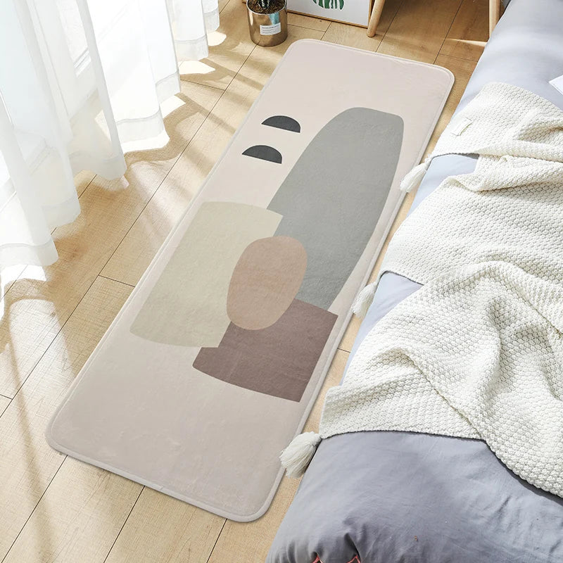 Langer Bettvorleger mit modernem Muster für Schlafzimmer, Sofa und Couchtisch – 40 × 60 bis 40 × 120 cm, Gummirücken, rutschfest, 4 Motive