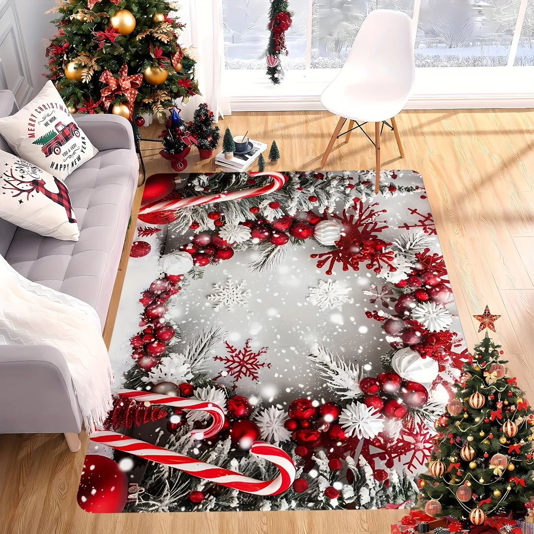 Weihnachtsteppich mit festlichem Motiv für Wohnzimmer, Schlafzimmer und Eingang – 40 × 60 bis 120 × 160 cm, weich, als Willkommensmatte, 4 Motive