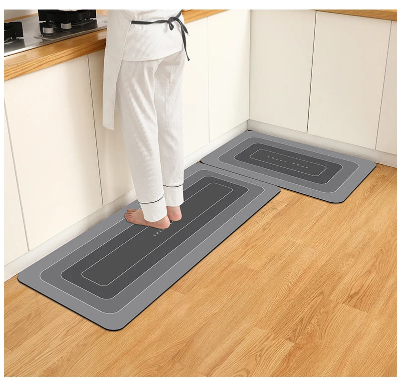 Wasserdichte Küchenmatte in Grau mit Farbverlauf für Küche und Eingang – 40 × 60 oder 50 × 160 cm, Polyester, rutschfest, Gummirücken