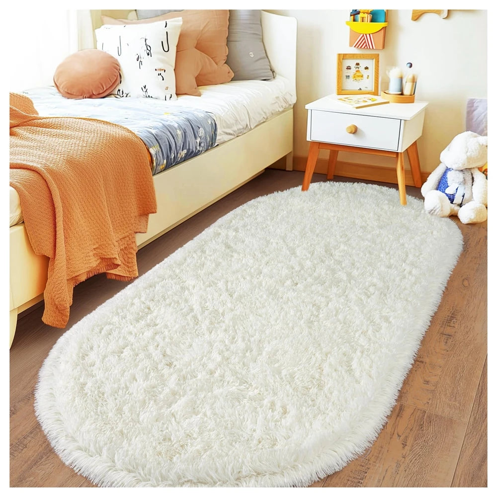 Ovaler Plüschteppich in Batik-Optik für Schlafzimmer, Kinderzimmer und Wohnzimmer – 40 × 60 bis 160 × 230 cm, ca. 4 cm Flor, rutschfest, 10 Farben