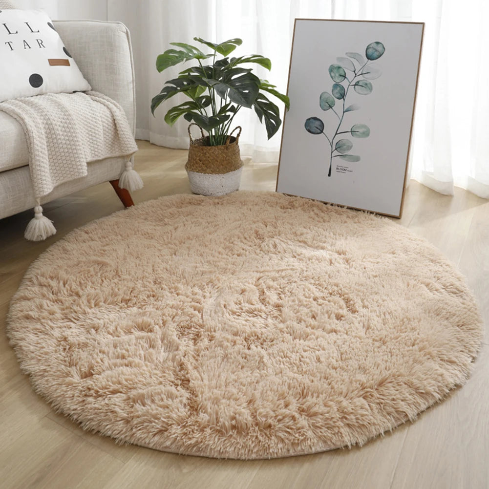 Runder Hochflor-Teppich mit 4 cm Flor für Wohnzimmer, Schlafzimmer und Kinderzimmer – Ø 40, 60 oder 80 cm, rutschfest, waschbar, 12 Farben