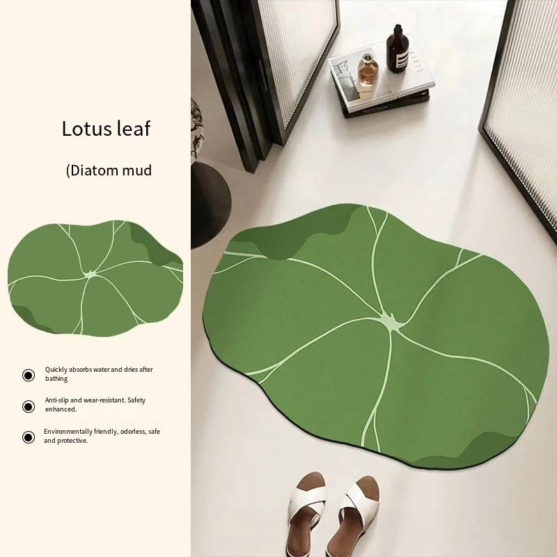 Saugfähige Badematte in grüner Blattform für das Badezimmer – 40 × 60 oder 50 × 80 cm, schnell trocknend, schmutzabweisend, rutschfest, 10 Motive