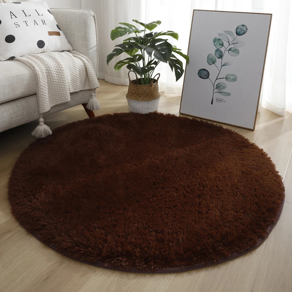 Runder Hochflor-Teppich mit 4 cm Flor für Wohnzimmer, Schlafzimmer und Kinderzimmer – Ø 40, 60 oder 80 cm, rutschfest, waschbar, 12 Farben