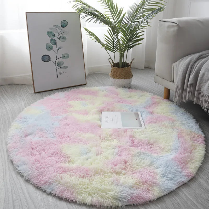 Runder Plüschteppich mit dickem Flor für Wohnzimmer, Schlafzimmer und Kinderzimmer – Ø 60 bis 100 cm, superweich, flauschig, 4 Farben