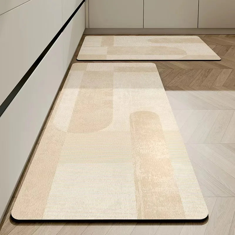 Kieselgur-Küchenmatte mit geometrischem Muster für Küche, Bad und Schlafzimmer – 40 × 60 bis 60 × 160 cm, abwischbar, saugfähig, rutschfest, 13 Motive