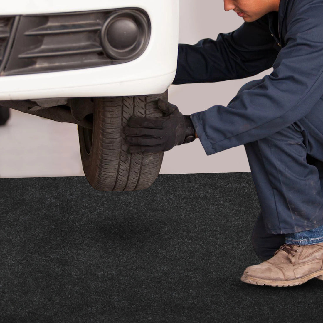 Rutschfeste Garagenbodenmatte aus Vliesstoff und PE für Garage, Lager und Werkstatt – bis 226 × 610 cm, 2,5 mm, wasserdicht, ölbeständig, Dunkelgrau