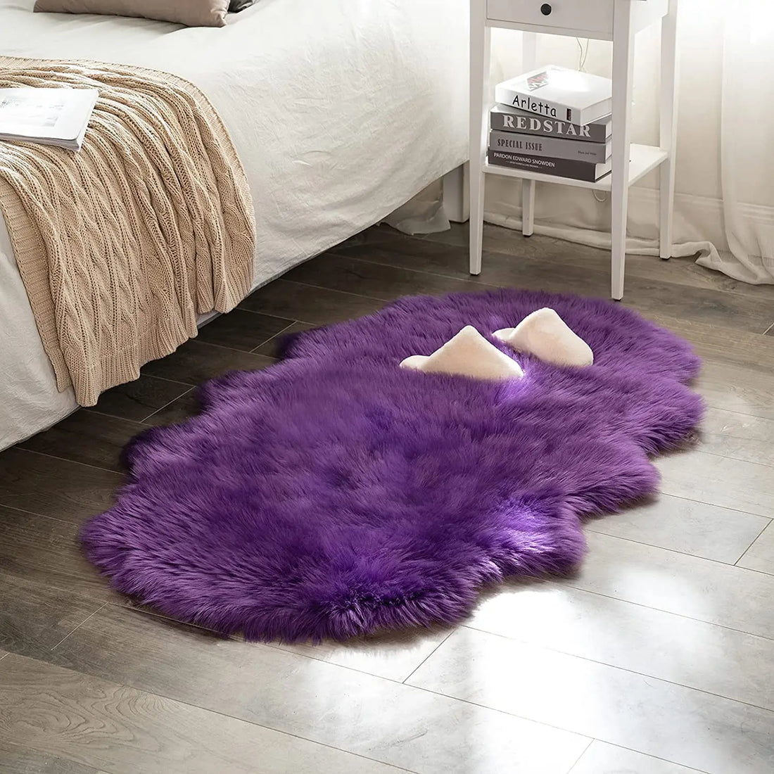 Kunstfell-Teppich in Schaffell-Optik mit langem Flor für Wohnzimmer, Schlafzimmer und Sofa – 45 × 65 bis 80 × 220 cm, 5–6 cm Flor, 10 Farben
