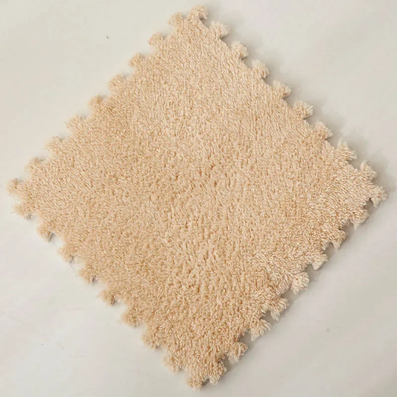 Weiche Plüsch-Puzzlematte mit Langflor auf EVA-Schaum für Babys und Kinderzimmer – 30 × 30 × 1 cm, zuschneidbar, 10 oder 20 Platten, 23 Farben