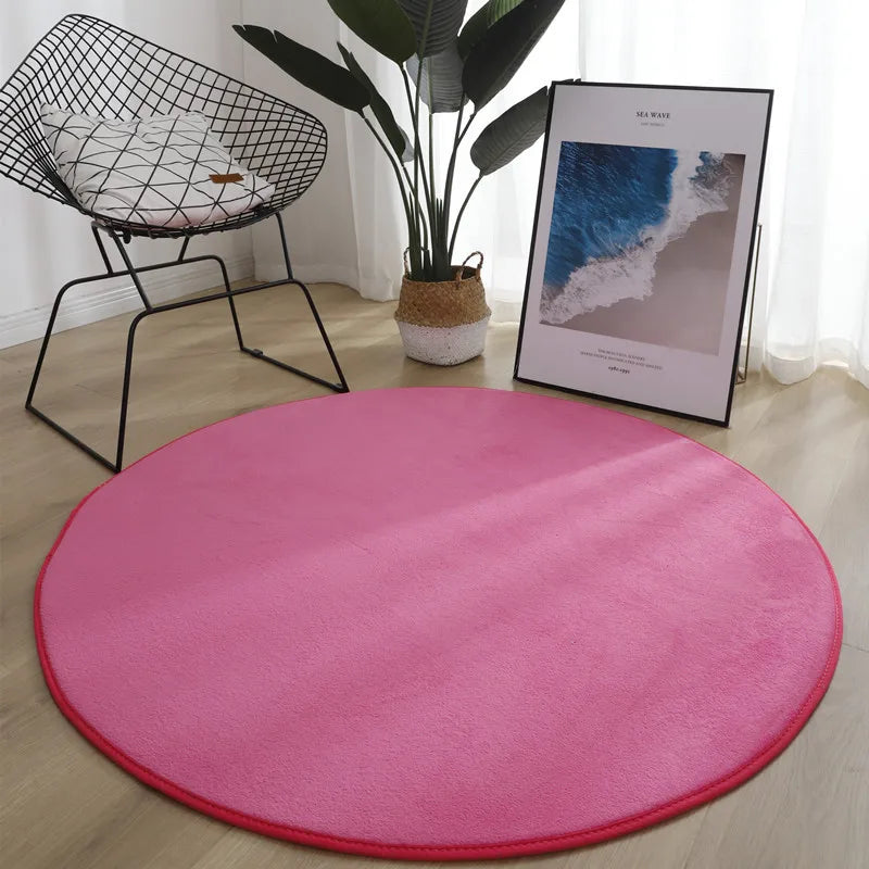 Runder Teppich aus Korallensamt in Uni-Farben für Wohnzimmer, Kinderzimmer und als Krabbelmatte – Ø 60 bis 200 cm, Schaumkern, 13 Farben