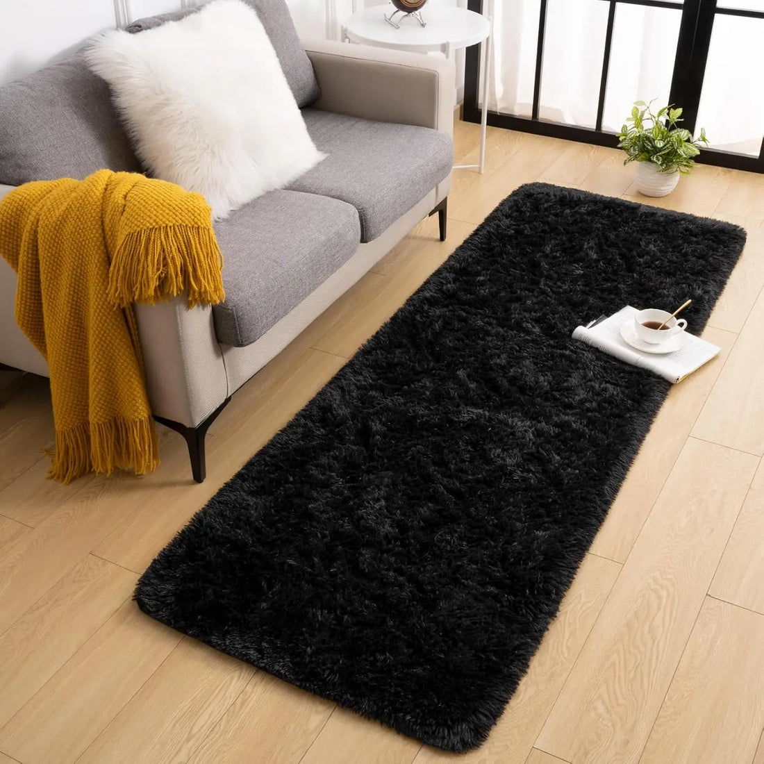 Flauschiger Shaggy-Teppich im nordischen Design für Schlafzimmer und Wohnzimmer – 40 × 60 bis 160 × 230 cm, rechteckig, Plüsch, 10 Farben