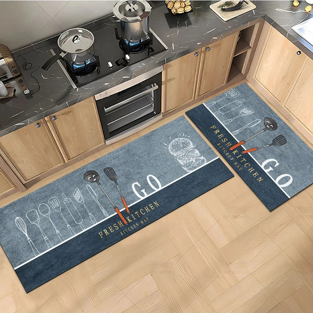 Küchenläufer aus Kristallsamt mit Druckmotiv für Küche, Wohnzimmer und Schlafzimmer – 40 × 60 bis 50 × 160 cm, einzeln oder im Set, 25 Motive