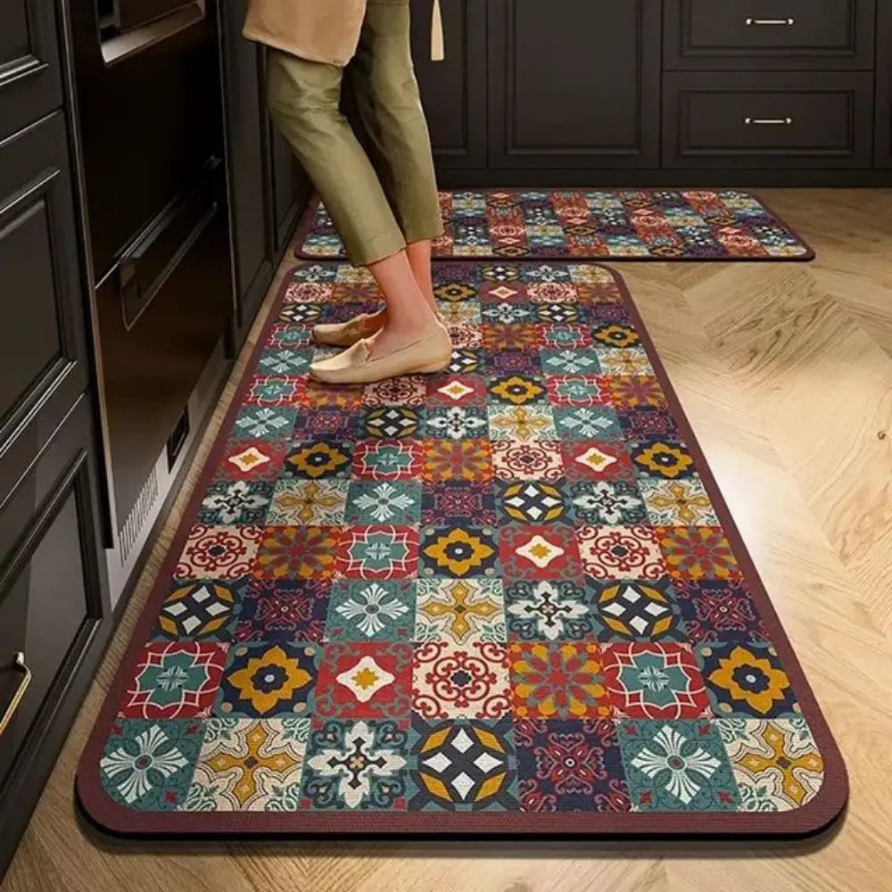 Küchenläufer aus Kristallsamt für Küche und Eingang – 40 × 60 bis 50 × 160 cm, saugfähig, ölbeständig, rutschfest, einzeln oder im 2er-Set, 8 Motive