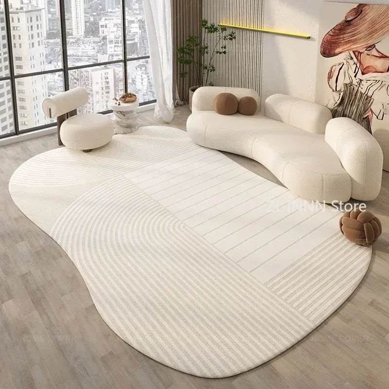 Unregelmäßig ovaler Kurzflorteppich im nordischen Stil für Wohnzimmer und Schlafzimmer – 60 × 90 bis 200 × 400 cm, rutschfest, waschbar, 14 Motive