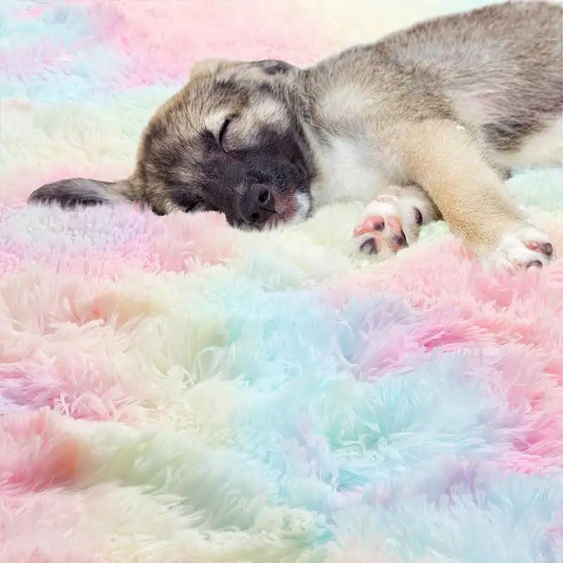 Runder Hochflorteppich in Regenbogenfarben für Kinderzimmer und Schlafzimmer – Ø 60 bis 160 cm, flauschig, Memory-Schaum, rutschfest