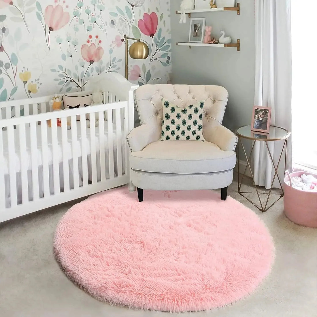 Runder Shaggy-Teppich für Mädchenzimmer, Kinderzimmer und Spielzimmer – Ø 60 bis 180 cm, flauschig, rutschfest, fusselfrei, 8 Farben