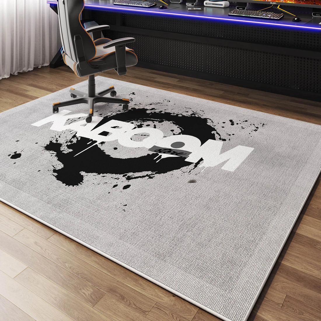 Rutschfeste Bodenmatte für Gaming-Zimmer, Schlafzimmer und unter den Bürostuhl – 80 × 120 bis 160 × 230 cm, bedruckt, leicht, pflegeleicht, 5 Motive