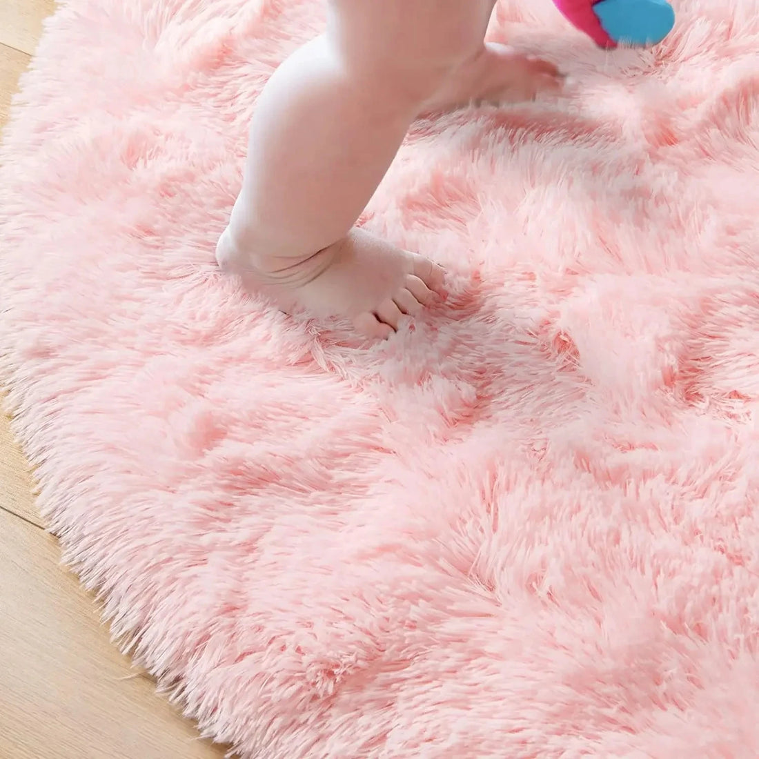 Runder flauschiger Shaggy-Teppich für Kinderzimmer, Spielzimmer und Schlafzimmer – Ø 100 bis 160 cm, ca. 3,3 cm Flor, Memory-Schaum, 6 Farben