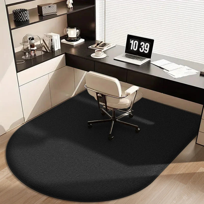 Einfarbige Stuhlmatte aus Flanell in D-Form für Schreibtisch-Drehstuhl, Arbeitszimmer und Schminktisch – 60 × 90 bis 120 × 160 cm, verdickt, 5 Farben