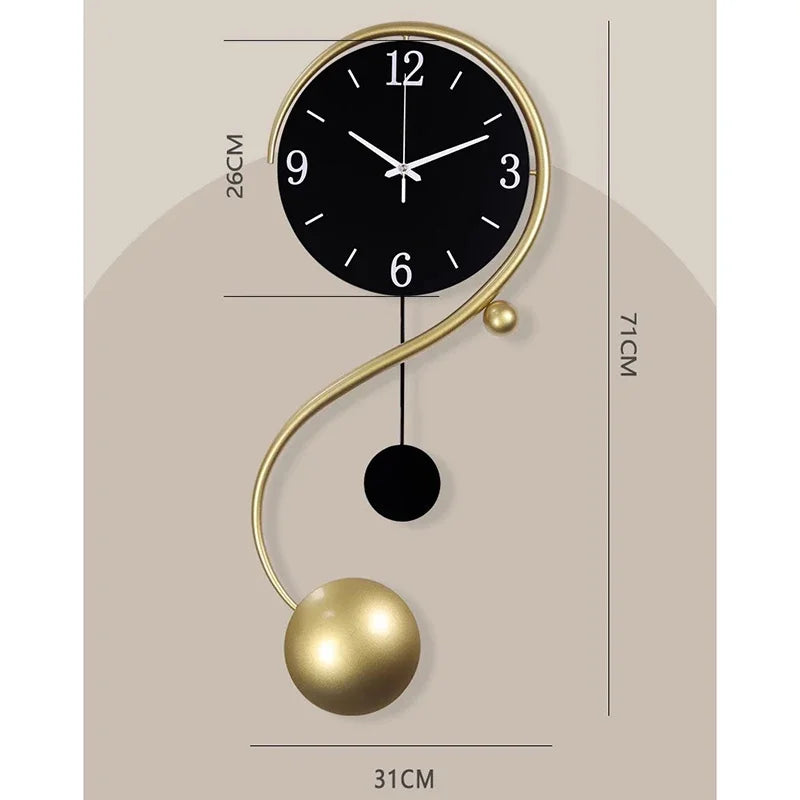 Minimalistische Wanduhr aus Metall im nordischen Stil für das Wohnzimmer – 27 × 63 oder 31 × 71 cm, geometrisch, Pendel, geräuschloses Quarzwerk