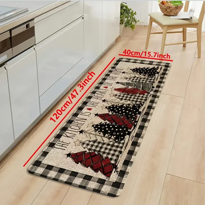 Fußmatte mit Weihnachtsbaum-Motiv aus Flanell für Eingang, Küche und Bad – 40 × 60 bis 80 × 120 cm, rutschfest, saugfähig, auch als 2er-Set