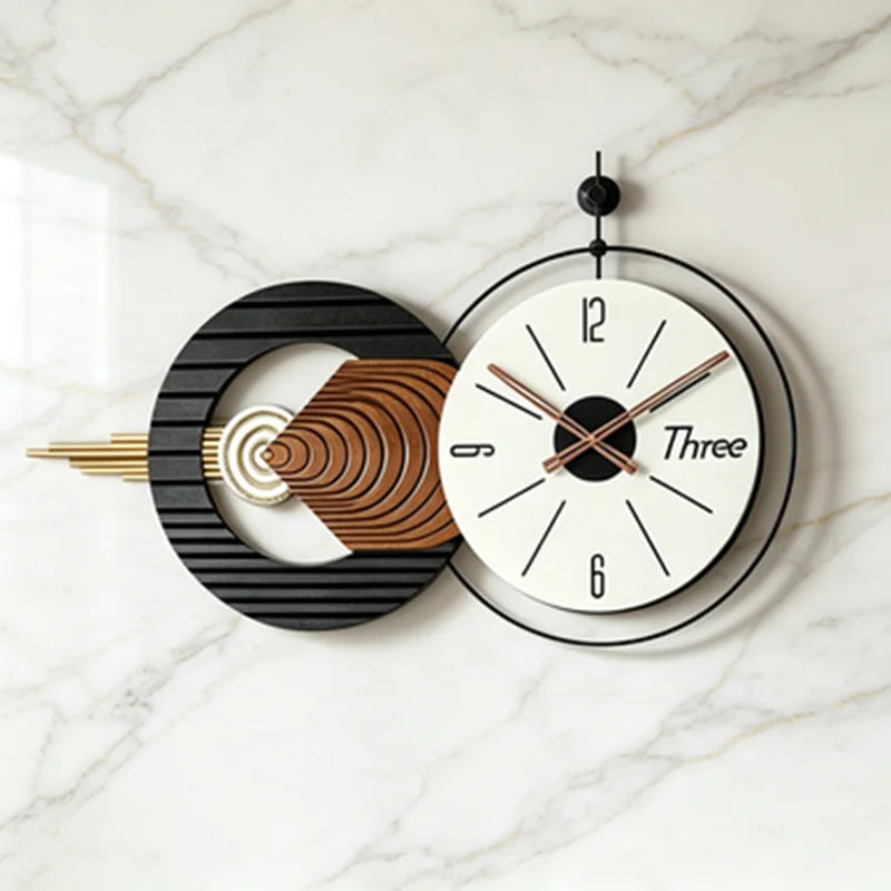 Minimalistische Wanduhr mit Holz-Zifferblatt für Wohnzimmer, Schlafzimmer und Büro – 88 × 51,5 cm, groß, geräuschloses Quarzwerk, modern