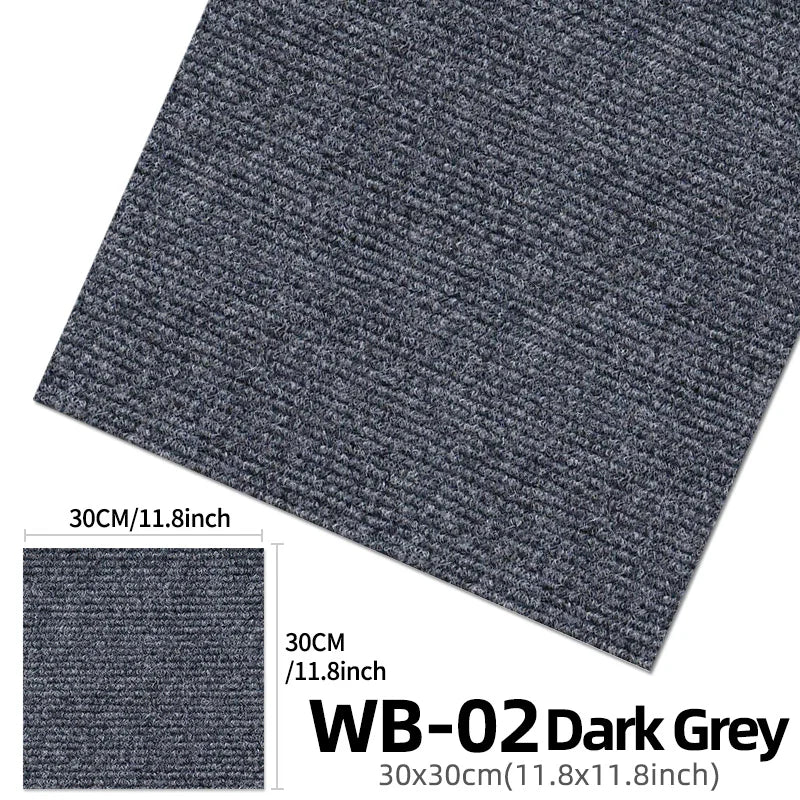 Selbstklebende Teppichfliesen im 20er-Set für Wohnzimmer, Schlafzimmer und Innenräume – je 30 × 30 cm, abnehmbar, quadratisch, EVA-Rücken, 6 Farben