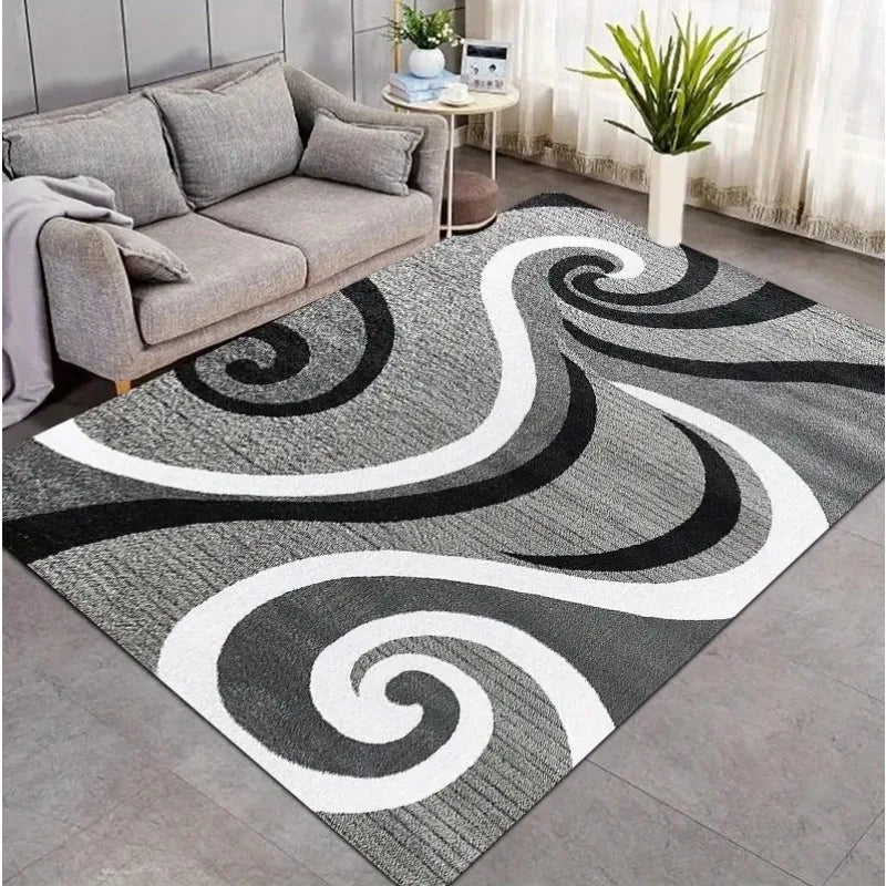 Moderner Teppich mit Linienmuster aus Flanell für Wohnzimmer, Schlafzimmer und Büro – 40 × 60 bis 120 × 160 cm, rechteckig, rutschfest, 5 Motive