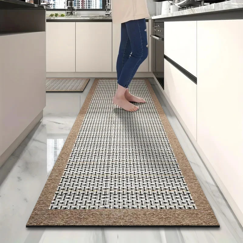 Küchenläufer in Webteppich-Optik mit Kieselgur-Gummischicht für Küche, Bad und Restaurant – 45 × 60 bis 45 × 160 cm, saugfähig, rutschfest, 3 Farben