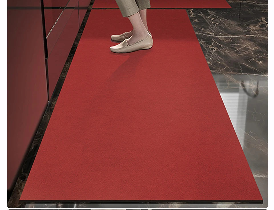 Einfarbige Küchenmatte aus PVC in Lederoptik für Küche und Esszimmer – 50 × 80 bis 200 × 300 cm, wasserdicht, ölbeständig, rutschfest, 6 Farben