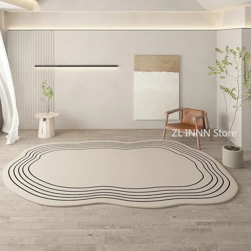 Unregelmäßig ovaler Kurzflorteppich im nordischen Stil für Wohnzimmer und Schlafzimmer – 60 × 90 bis 200 × 400 cm, rutschfest, waschbar, 14 Motive