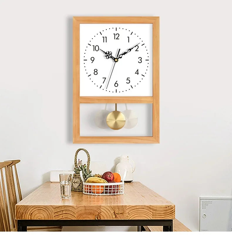 Pendel-Wanduhr aus Massivholz im japanischen Retro-Stil für Wohnzimmer und Arbeitszimmer – ca. 30 × 20 × 7 cm, lautloses Uhrwerk, 8 Ausführungen