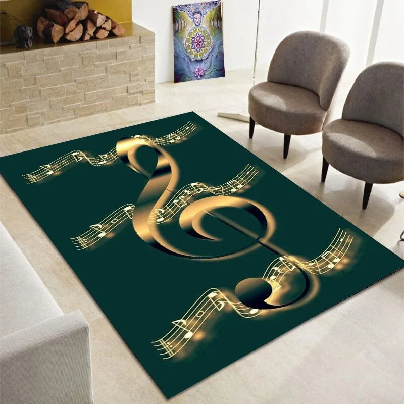Teppich mit Musik-Motiv aus Klavier und Noten für Wohnzimmer, Schlafzimmer und Flur – 40 × 60 bis 120 × 160 cm, rechteckig, rutschfest, 21 Motive