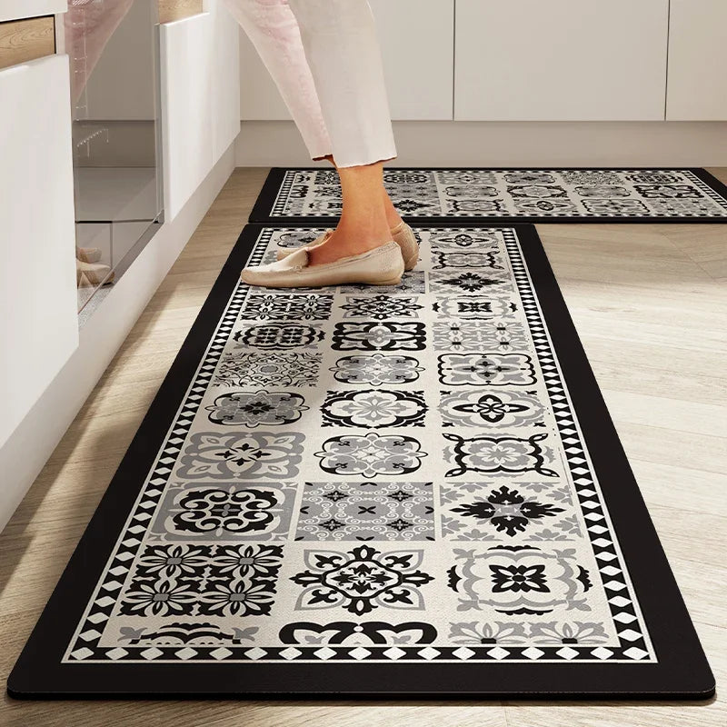 Küchenmatte mit Kieselgur im amerikanischen Retro-Stil für Küche und Bad – 40 × 60 bis 50 × 160 cm, saugfähig, einzeln oder im 2er-Set, 7 Motive