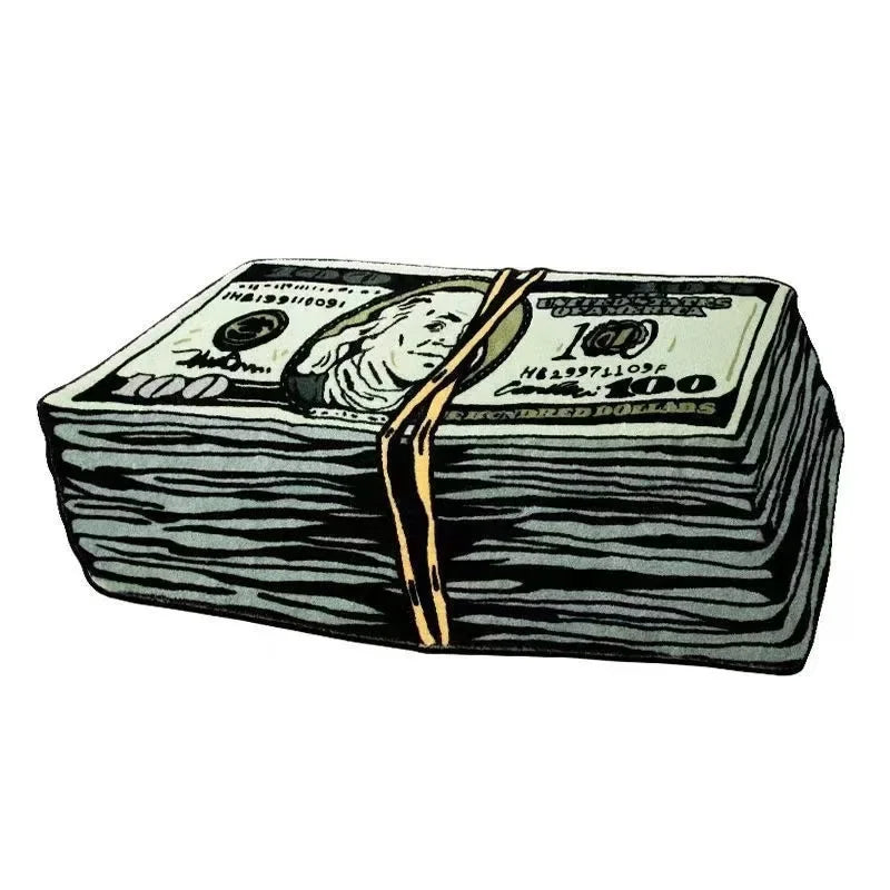 Teppich in Form von Dollar-Geldbündeln für Schlafzimmer, Wohnzimmer und Eingang – 40 × 60 bis 80 × 120 cm, Sonderform, rutschfeste Noppen, 9 Motive