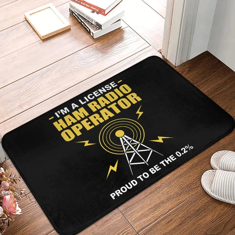 Fußmatte mit Retro-Motiv für Amateurfunker für Eingang, Küche und Bad – 30 × 50 bis 50 × 80 cm, Flanell, bedruckt, rutschfest, 10 Motive