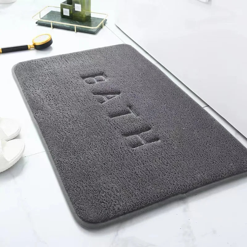 Saugfähige Badematte aus Korallenfleece mit Memory-Schaum und BATH-Prägung für Bad, Küche und Wohnzimmer – 40 × 60 cm, rutschfest, weich, 4 Farben