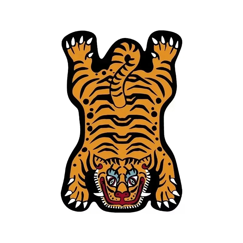 Teppich mit Cartoon-Tiger-Motiv für Wohnzimmer, Sofa und Schlafzimmer – 40 × 60 bis 100 × 150 cm, schmutzabweisend, verschleißfest, waschbar, 5 Motive