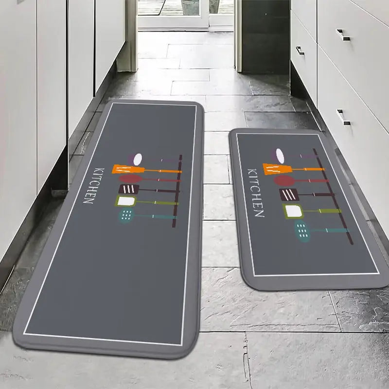 Saugfähige Schwamm-Bodenmatte mit Druckmotiv für Küche und Badezimmer – 40 × 60 bis 40 × 120 cm, auch im Set, maschinenwaschbar, 4 Motive