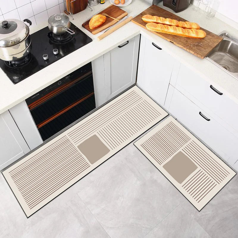 Rutschfeste Kieselgur-Küchenmatte als langer Läufer für Küche, Bad und Eingang – 40 × 60 bis 50 × 160 cm, gestreift, saugfähig, Gummirücken, 5 Motive