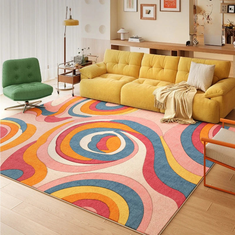 Teppich in Dopamin-Farben mit abstraktem Wellenmuster für Schlafzimmer, Wohnzimmer und Garderobe – 80 × 120 bis 200 × 300 cm, rutschfest, 12 Motive
