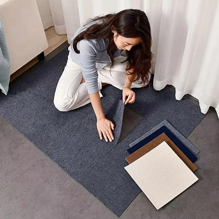 Selbstklebende Teppichfliese aus Polyester für Schlafzimmer und Wohnung – 40 × 40 cm, rutschhemmend, ohne Werkzeug verlegbar, einfarbig, 7 Farben