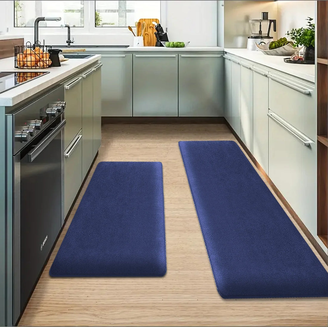 Verdickte Küchenmatte aus Flanell als langer Läufer für Küche, Bad und Haustür – 40 × 60 bis 60 × 200 cm, 1,2 cm dick, saugfähig, rutschfest, 5 Farben