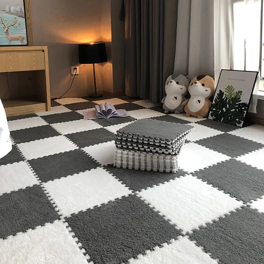 Steckbare Trainingsmatten aus EVA-Schaum für Fitness, Yoga und Spielzimmer – je 30 × 30 × 1 cm, Blattmaserung, 1 bis 16 Stück, 11 Farben