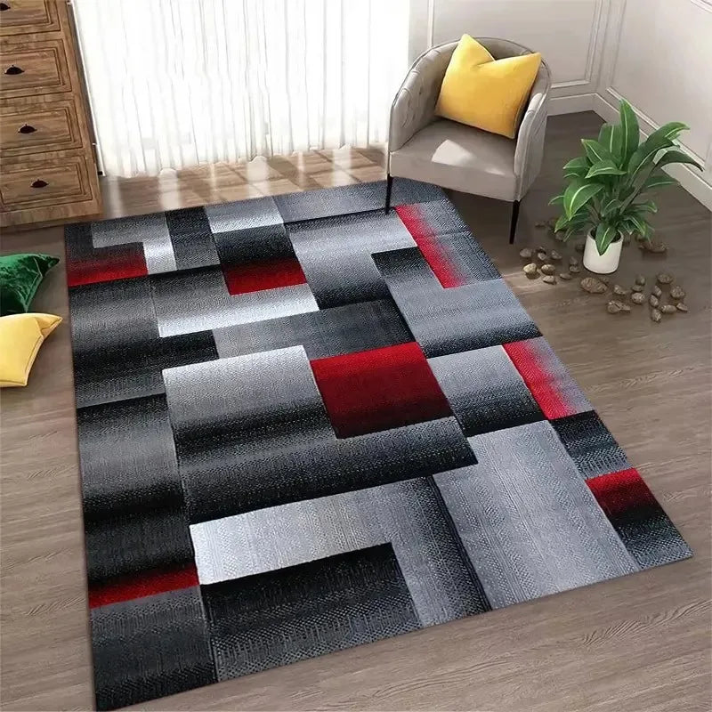 Abstrakter geometrischer Teppich im nordischen Stil für Wohnzimmer, Schlafzimmer und Flur – 40 × 60 bis 120 × 160 cm, Schaumkern, rutschfest, 7 Motive