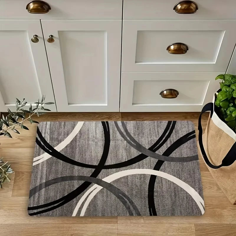 Minimalistischer geometrischer Teppich aus Kristallsamt für Küche, Wohnzimmer, Foyer und Balkon – 40 × 60 bis 50 × 160 cm, saugfähig, rutschfest