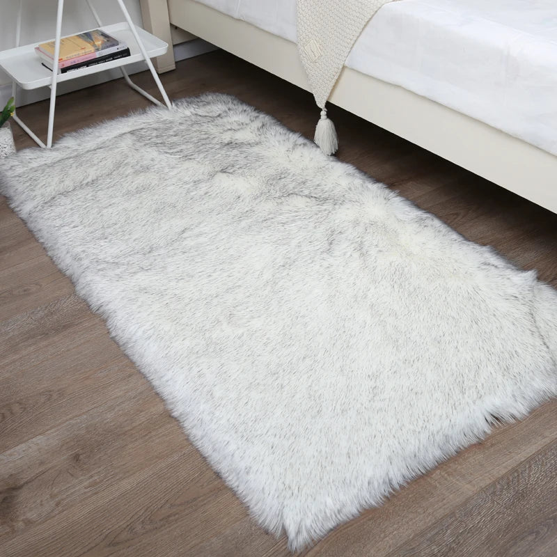 Hochflorteppich aus Kunstfell mit 5–6 cm Flor für Wohnzimmer und Schlafzimmer – 30 × 30 bis 100 × 200 cm, rechteckig, rutschfest, waschbar, 10 Farben